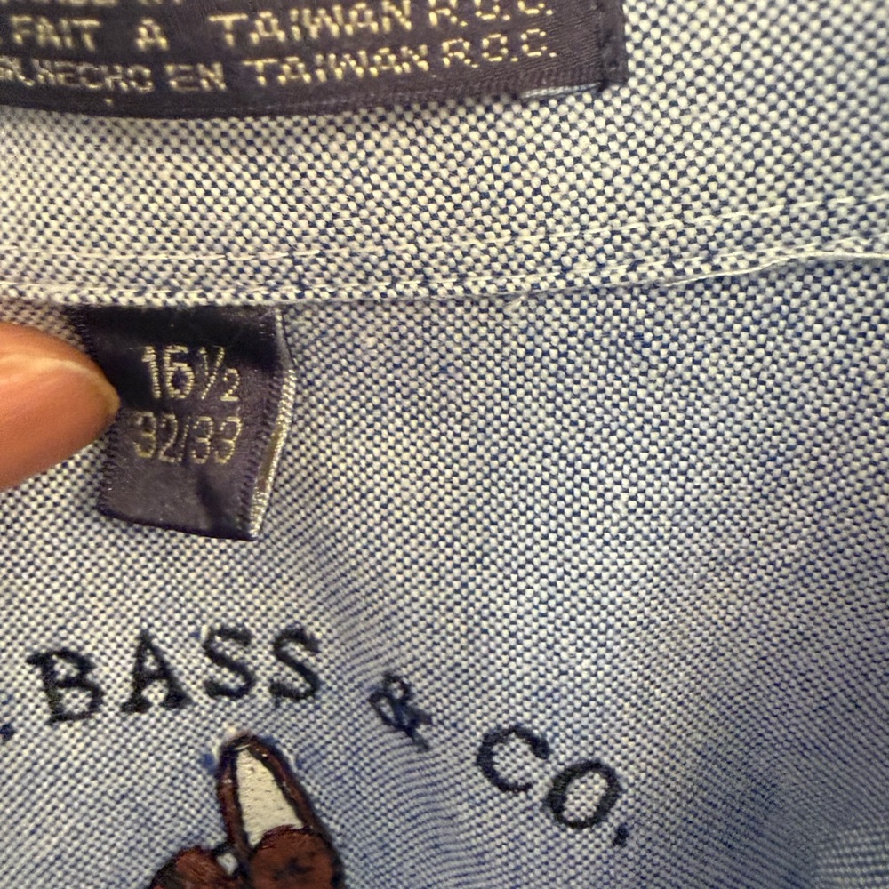 G.H. Bass & Co. 💯 % Cotton Light Blue Weejun Oxford  Shirt Button Down Collar - Picture 8 of 17